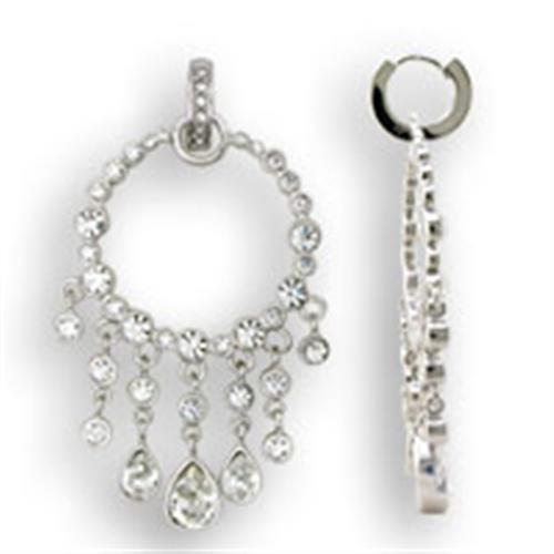 Rhodium Sterling Silver Earrings with Top Grade Crystal