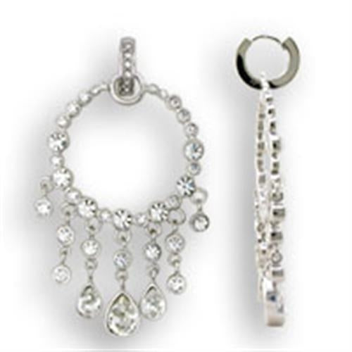 Rhodium Sterling Silver Earrings with Top Grade Crystal