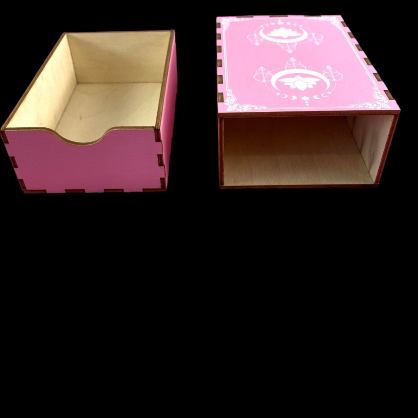 Pink Lotus Wooden Box for Tarot Cards