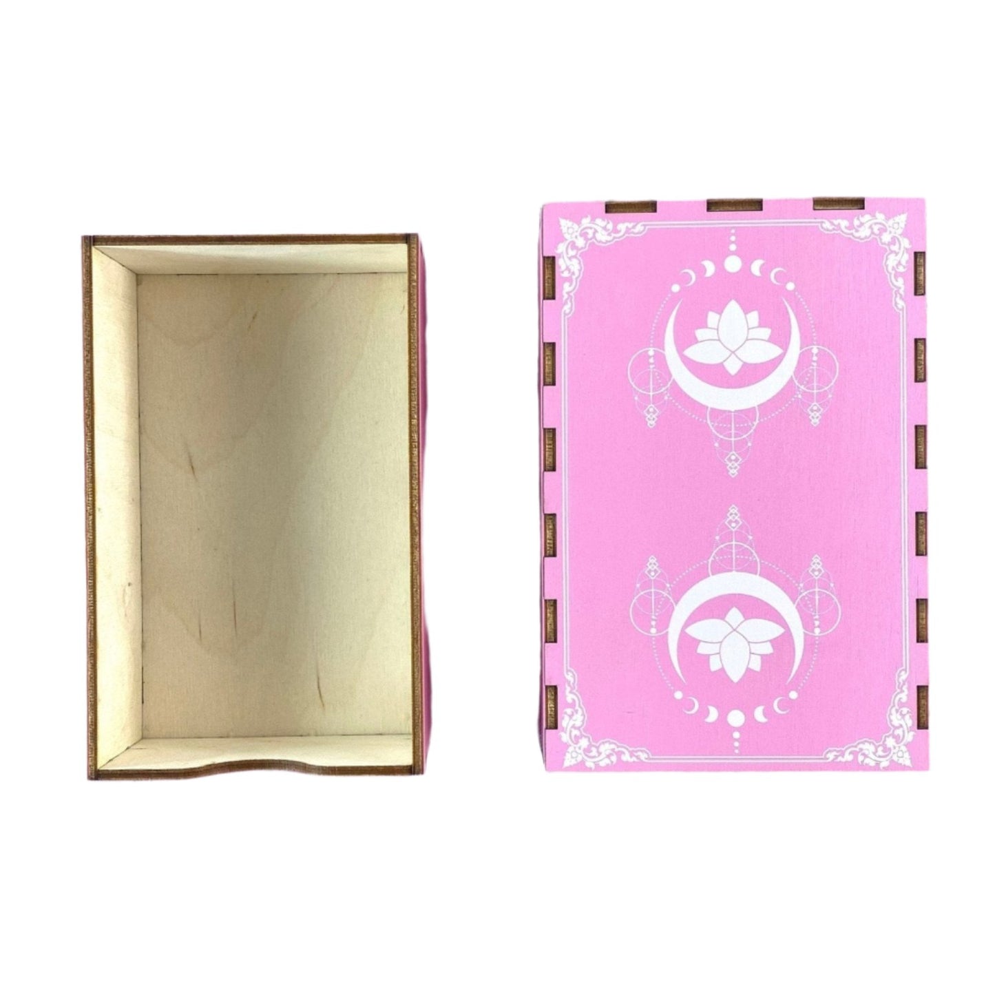 Pink Lotus Wooden Box for Tarot Cards