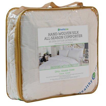 Lightweight All-Season Comforter, 100% Natural Long-Strand Silk Filled