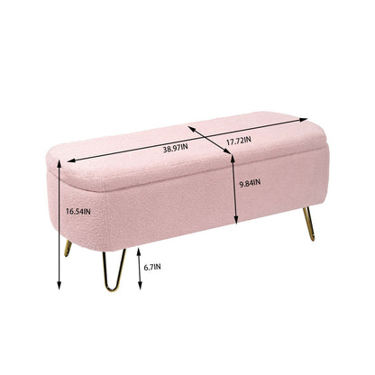 Faux Fur Pink Storage Bench With gold Legs - Aphrodite Wears Pink