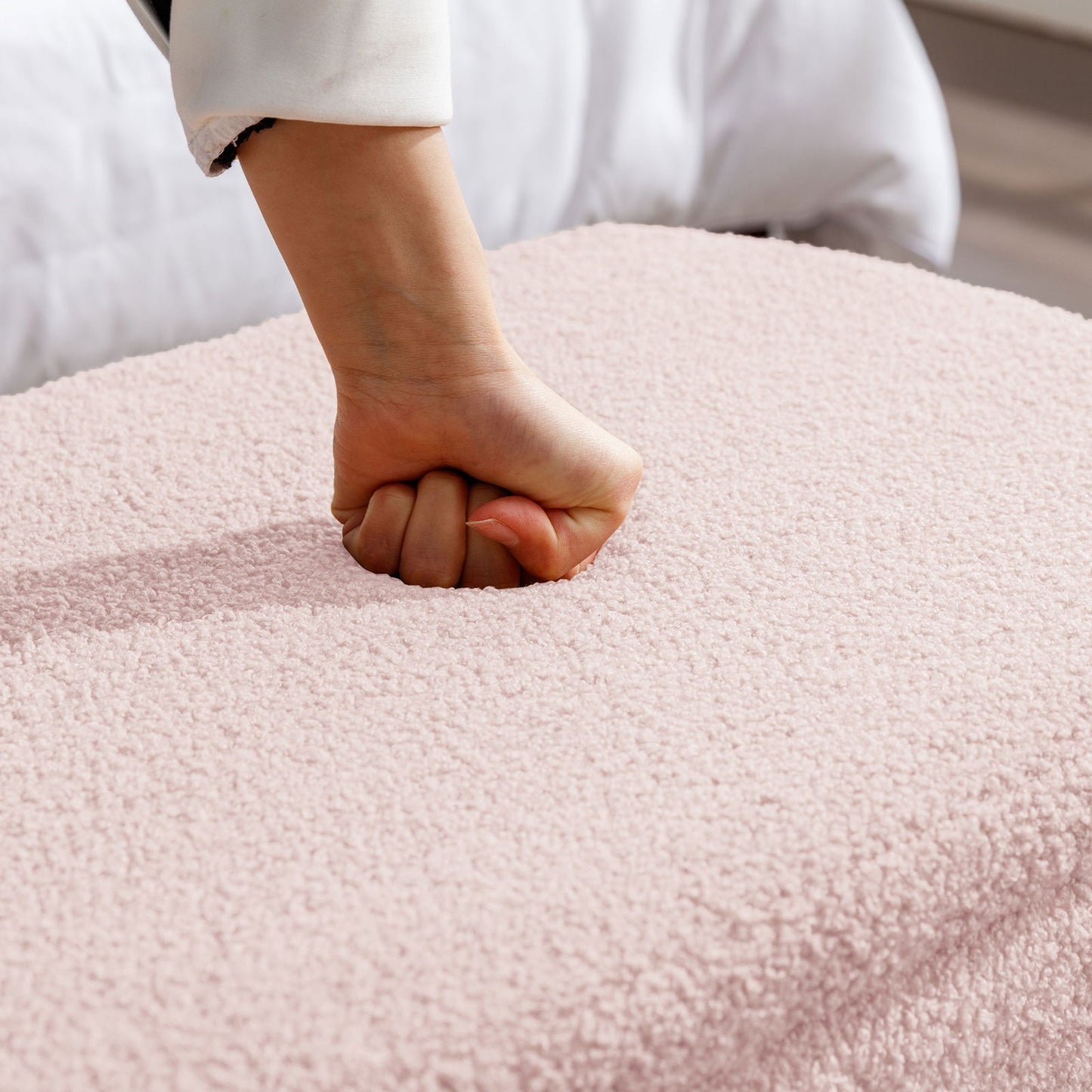 Faux Fur Pink Storage Bench With gold Legs - Aphrodite Wears Pink