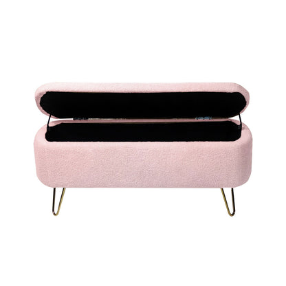 Faux Fur Pink Storage Bench With gold Legs - Aphrodite Wears Pink