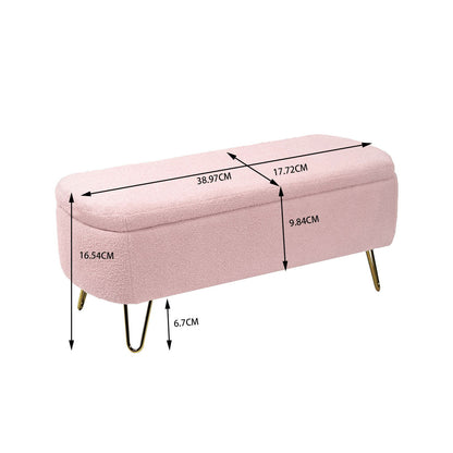 Faux Fur Pink Storage Bench With gold Legs - Aphrodite Wears Pink