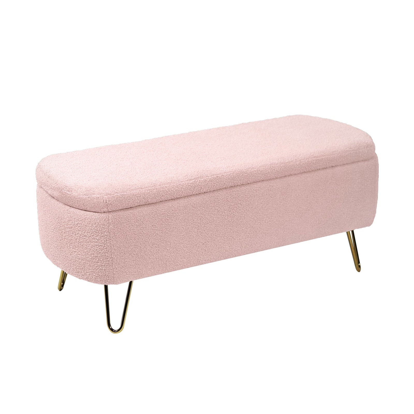 Faux Fur Pink Storage Bench With gold Legs - Aphrodite Wears Pink