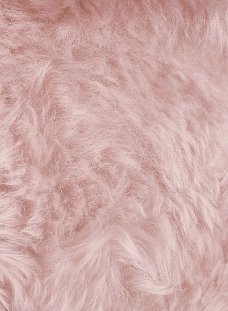 Light Pink Genuine Sheepskin Stool With Oak Legs - Aphrodite Wears Pink