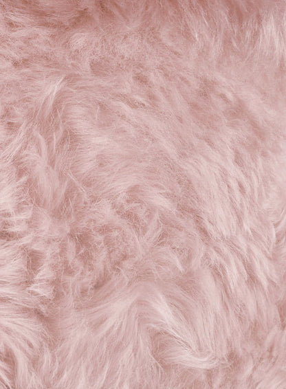 Light Pink Genuine Sheepskin Stool With Oak Legs - Aphrodite Wears Pink