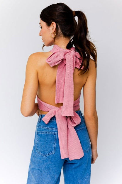Multi-Tie Back Convertible Sweater Tank - Aphrodite Wears Pink