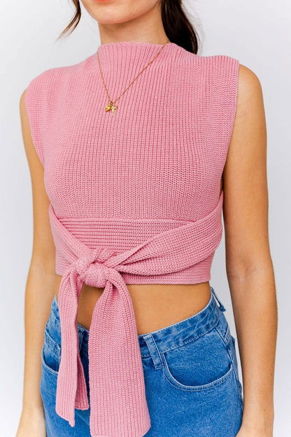 Multi-Tie Back Convertible Sweater Tank - Aphrodite Wears Pink