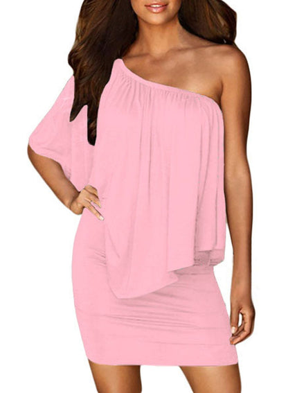 Flounced Pink Mini Dress