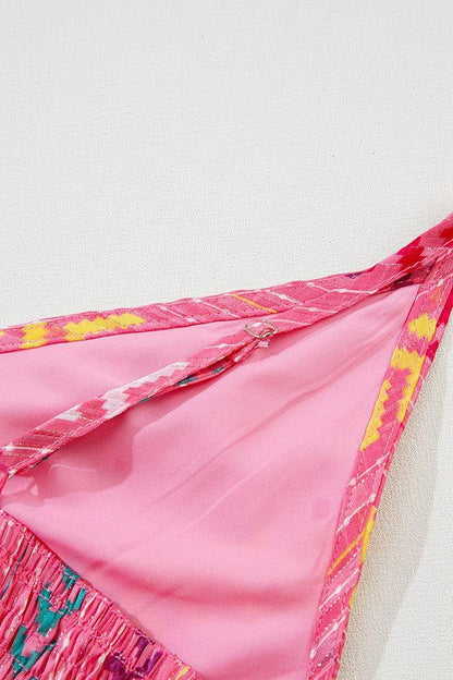 Pink Tribal Tassel Tie V Neck Surplice Maxi Dress - Aphrodite Wears Pink