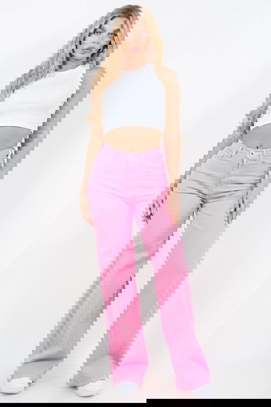 Wide Leg Jean in Bubblegum Pink - Aphrodite Wears Pink