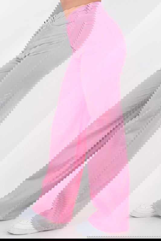 Wide Leg Jean in Bubblegum Pink - Aphrodite Wears Pink