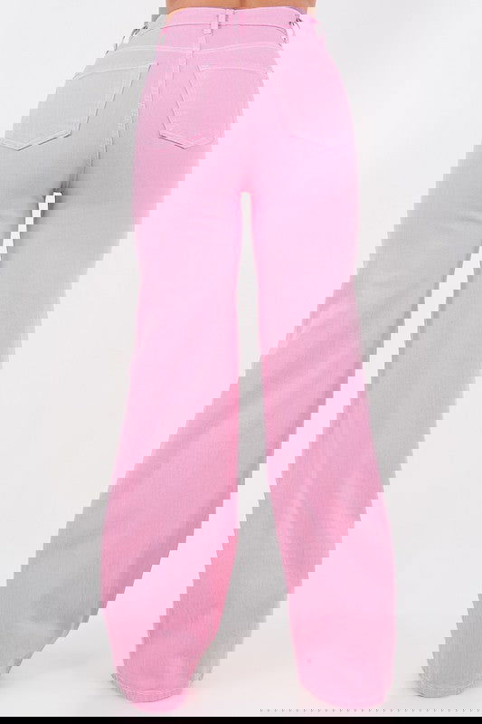 Wide Leg Jean in Bubblegum Pink - Aphrodite Wears Pink
