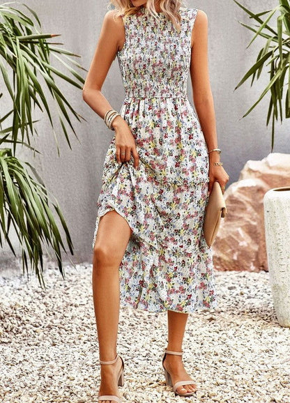Women's Ruffle Floral Flared Swing Casual Dress - Aphrodite Wears Pink
