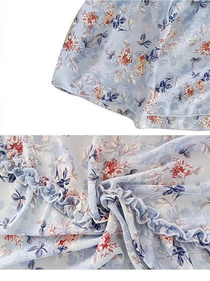 Women's Ruffle Floral Flared Swing Casual Dress - Aphrodite Wears Pink
