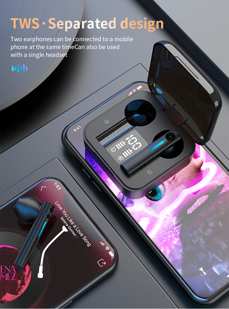 Bluetooth Earphones LED Wireless