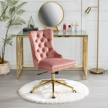 Velvet Upholstered Tufted Button Home Office Chair