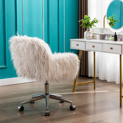 Modern Faux Fur Home Office Chair and Makeup Vanity Chair