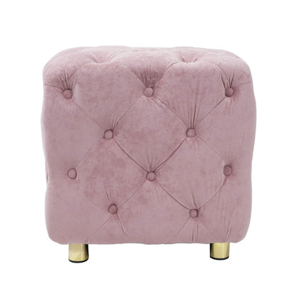 Pink Velvet Upholstered Dice Ottoman