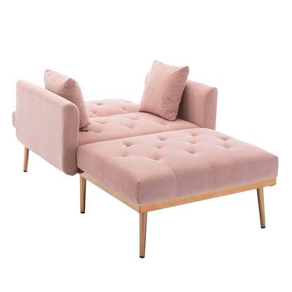 Classic Pink Velvet Chaise Lounge Chair