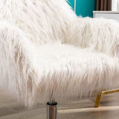 Modern Faux Fur Home Office Chair and Makeup Vanity Chair