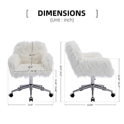 Modern Faux Fur Home Office Chair and Makeup Vanity Chair