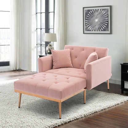 Classic Pink Velvet Chaise Lounge Chair
