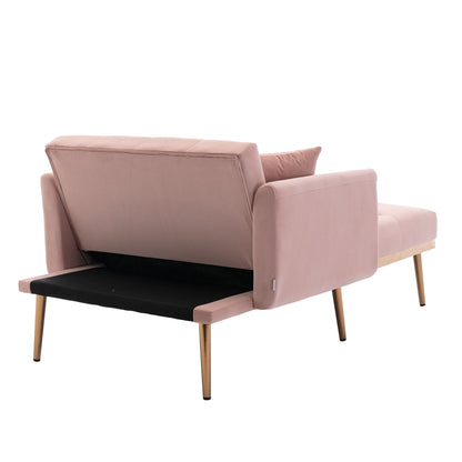 Classic Pink Velvet Chaise Lounge Chair