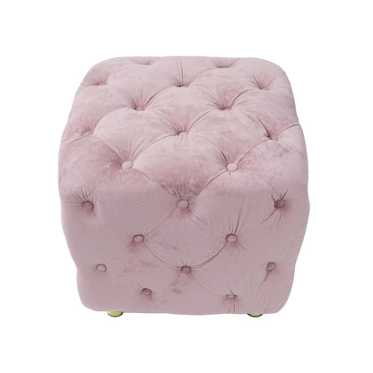 Pink Velvet Upholstered Dice Ottoman