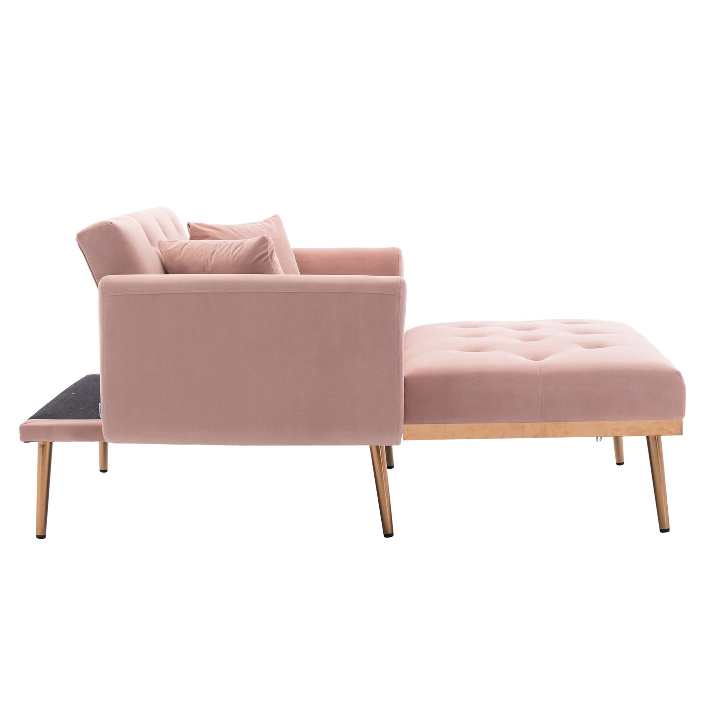 Classic Pink Velvet Chaise Lounge Chair