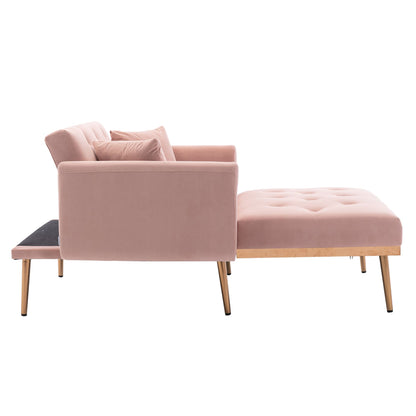 Classic Pink Velvet Chaise Lounge Chair