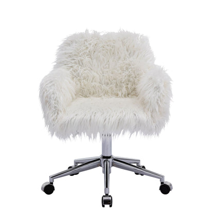 Modern Faux Fur Home Office Chair and Makeup Vanity Chair