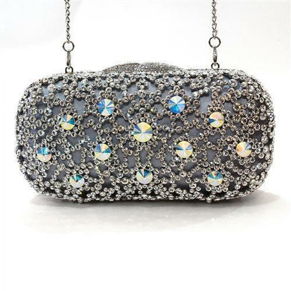 Imitation Rhodium White Metal Clutch with Top Grade Crystal
