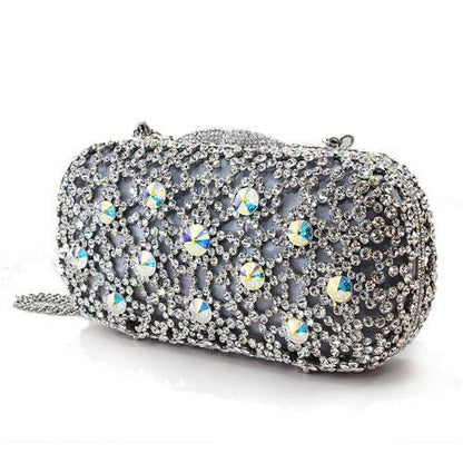 Imitation Rhodium White Metal Clutch with Top Grade Crystal
