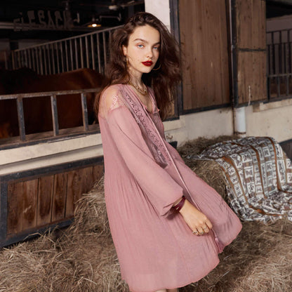 Boho High Waist Vintage Midi Dress