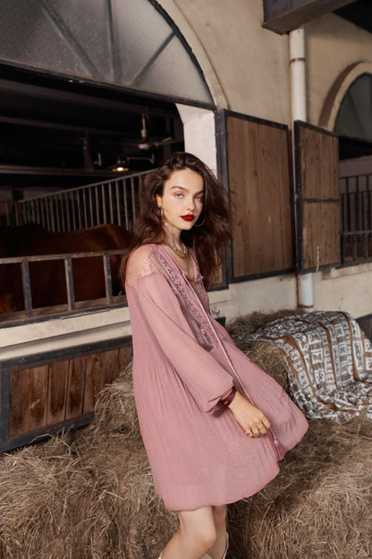 Boho High Waist Vintage Midi Dress
