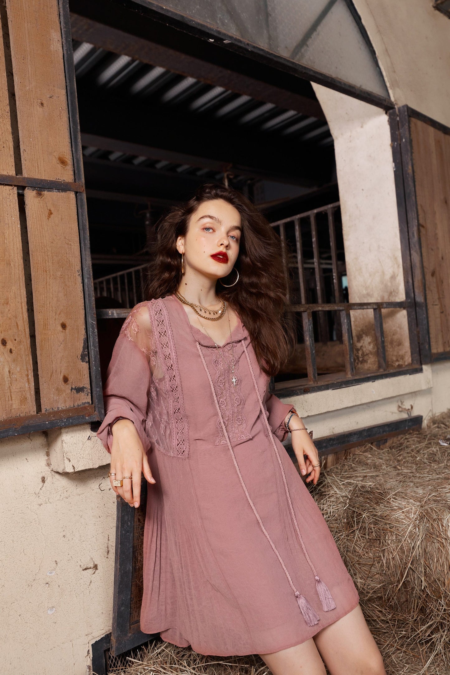 Boho High Waist Vintage Midi Dress