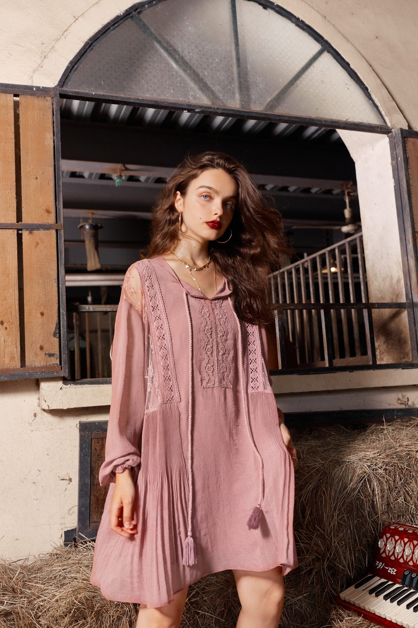 Boho High Waist Vintage Midi Dress