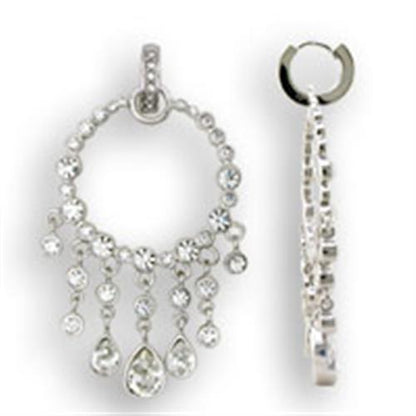 Rhodium Sterling Silver Earrings with Top Grade Crystal