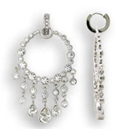Rhodium Sterling Silver Earrings with Top Grade Crystal
